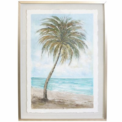 42" x 30" Seaside Palm Tree Coastal Framed Print