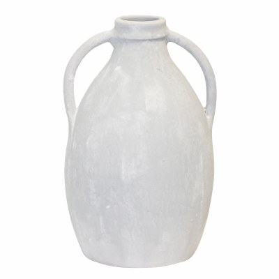 12" Light Blue Two Handle Ceramic Decorative Vase