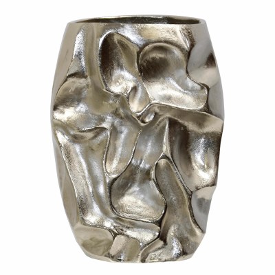12" Silver Textured Metal Decorative Vase