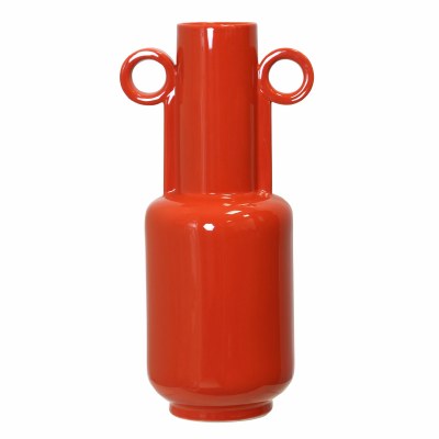 20" Red Two Handle Ceramic Decorative Vase