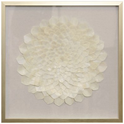 24" Sq Ivory Bloom 2 Shadow Box Under Glass