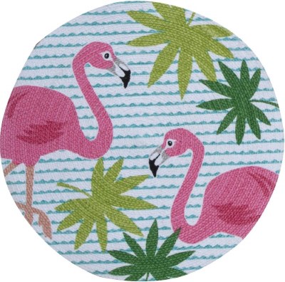 14.5" Round Flamingo Braided Placemat
