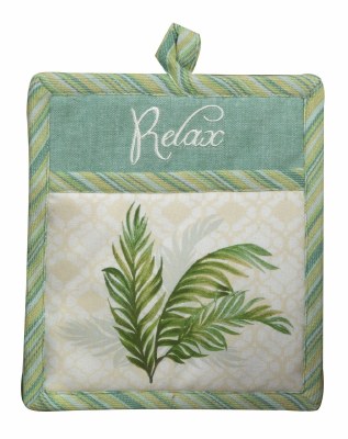 9" x 8" Palm Fronds "Relax" Pocket Oven Mitt