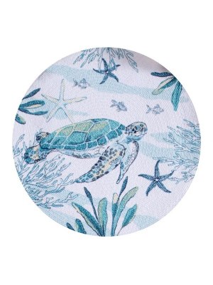 14.5" Round Blue Turtle Braided Placemat