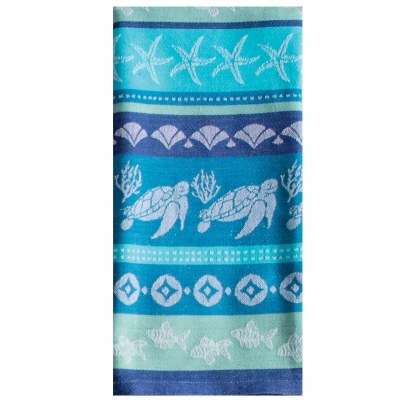 28" x 18" Blue Turtle Jacquard Kitchen Towel