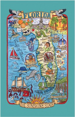 28" x 18" Florida Map Kitchen Towel