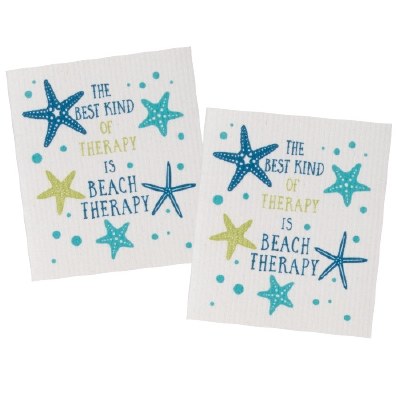 Set of Two 8" x 6.5" Starfish Swedish Dish Cloths