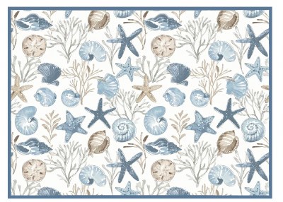15" x 20" Blue and Brown Shells Drying Mat