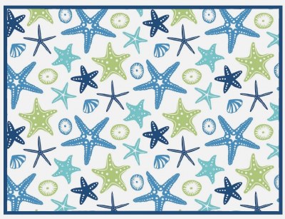 15" x 20" Blue and Green Starfish Drying Mat