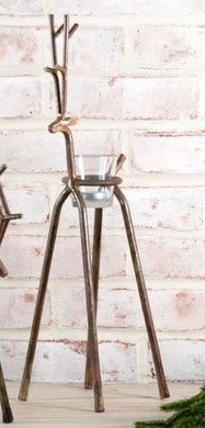 18" Medium Bronze Deer Tealight Holder