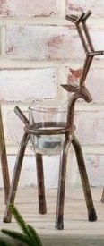 12" Small Bronze Deer Tealight Holder