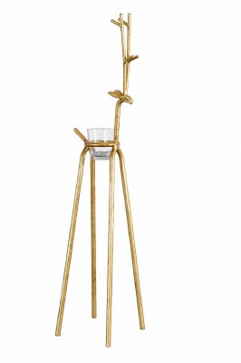 25" Gold Long Leg Reindeer Metal Votive Candleholder