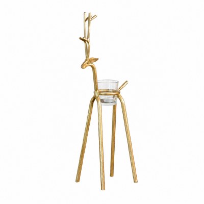 18" Gold Long Leg Reindeer Metal Votive Candleholder