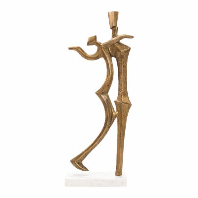 23" Distressed Gold Modern Couple Sculpture