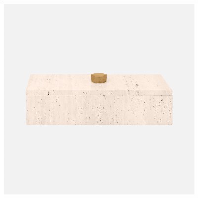 6" x 12" Beige Travertine Decorative Box
