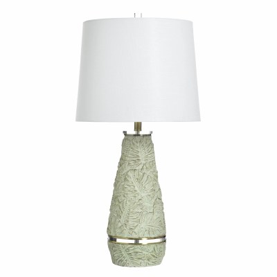 32" Green Tropical Leaf Polyresin Table Lamp