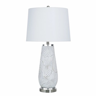 32" White and Silver Swirls Table Lamp