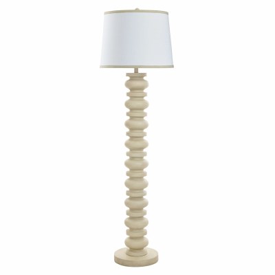 62" Ivory Polyresin Column Floor Lamp