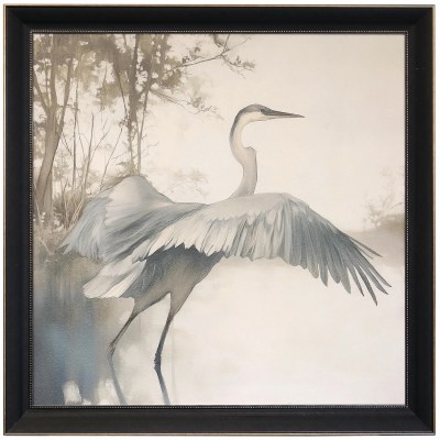 47" Sq Feathers on Water Gel Textured Framed Coastal Print