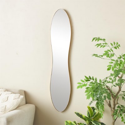 45" x 9" Gold Wavy Wall Mirror