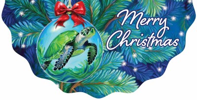 48" "Merry Christmas" Vinyl Sea Turtle Vinyl Coastal Christmas Banner