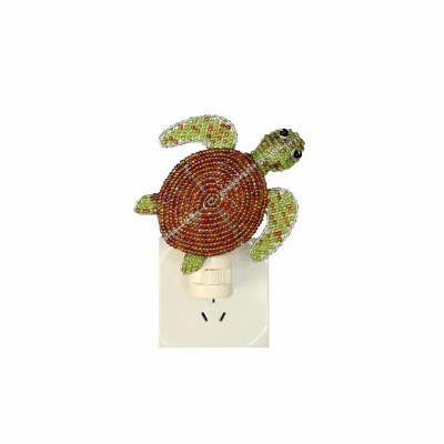 5" Brown and Green Turtle Beaded Night Light