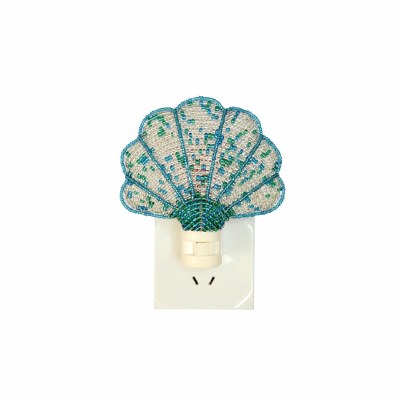 5" Blue and White Scallop Beaded Night Light