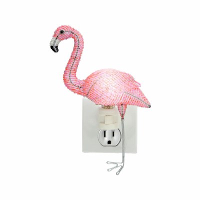 8" Pink Flamingo Beaded Night Light