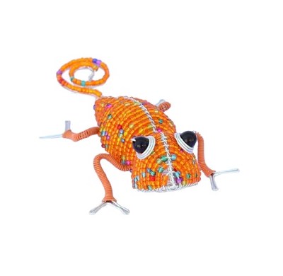 5.5" Orange Beaded Chameleon Snippet