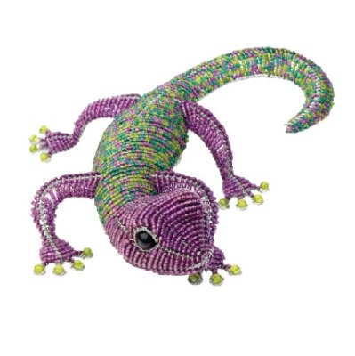 12" Purple and Green Beaded Gecko