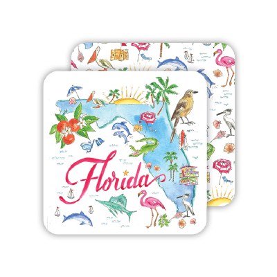 Pack of 20 4" Sq "Florida" State Map Coasters