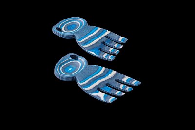 Set of Two 6" Blue Abyss Wood Salad Hands