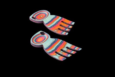 Set of Two 6" Multicolor Shakka Wood Salad Hands