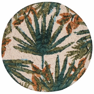Set of Four 4" Round Palm Fronds Braided Coasters