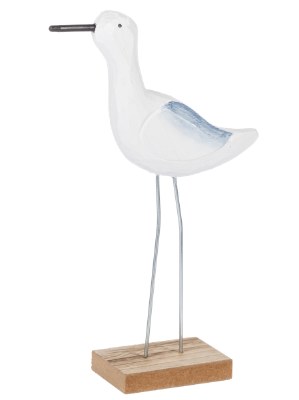 8" Blue and White Wood Shorebird Head Level Statue