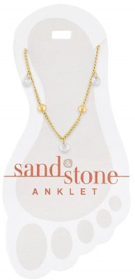 Gold Toned Ball and Cubic Zirconia Dangle Anklet