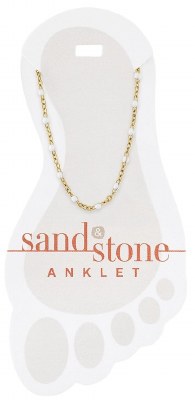 Gold Toned Chain and White Beads Anklet