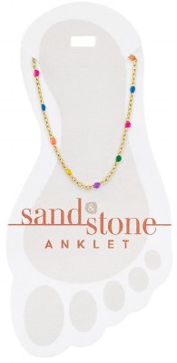 Gold Toned Chain and Multicolored Beads Anklet