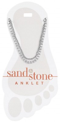 Silver Toned Duo Cubic Zirconia and Box Chain Anklet