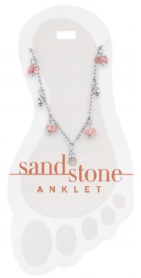 Silver Toned Pink Stone Dangle Anklet