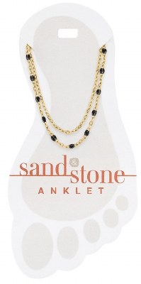 Gold Toned Petite Black Beaded Duo Chain Anklet