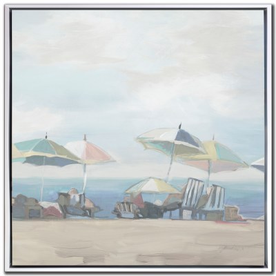 24" Sq Coastal Pastels 2 Beach Canvas Framed