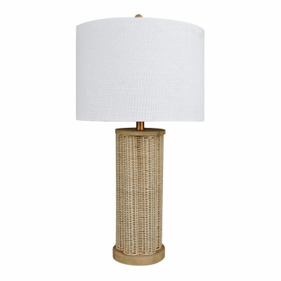 26" Natural Wicker Column Table Lamp