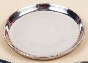5" Round Shiny Silver Metal Candleholder Plate