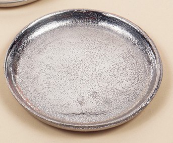 5" Round Silver Textured Metal Candleholder Plate