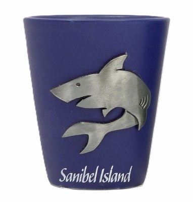 2 Oz "Sanibel Island" Shark Emblem Shot Glass