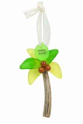 4" Sanibel Island Faux Seaglass Palm Tree Ornament