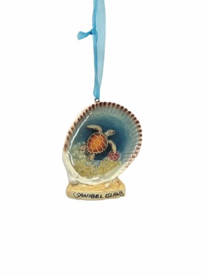 4" Sanibel Island Sea Turtle in Shell Ornament