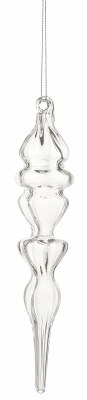 8" Clear Five Large Bumps Glass Finial Ornament
