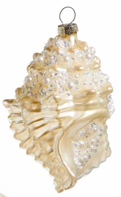 4" Beaded Gold Murex Shell Glass Ornament